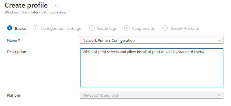 Network printers config